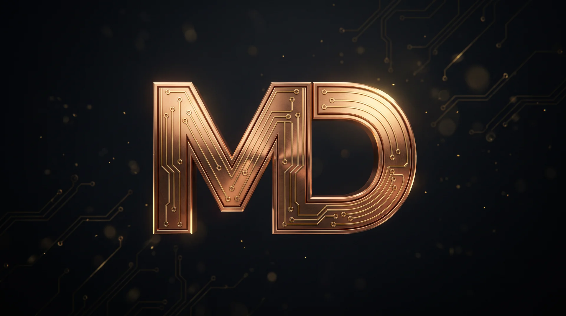 Monograma MD de Menzel Digital en bronce